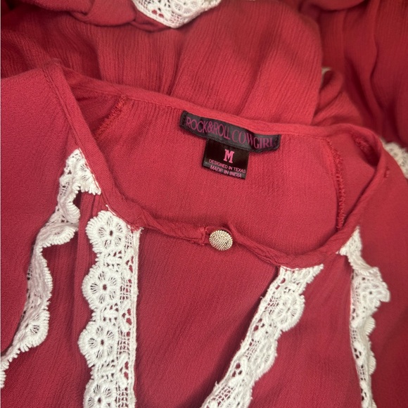 Rock & Roll Cowgirl Coral Dress with cream Lace - Picture 3 of 4
